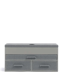 Calma Schmuckkasten Holz, Textil grau