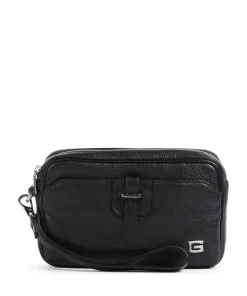 Handgelenktasche genarbtes Kalbsleder schwarz